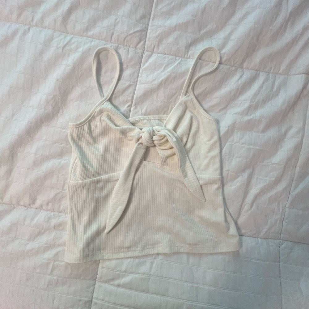 White Tank Top with Front Tie